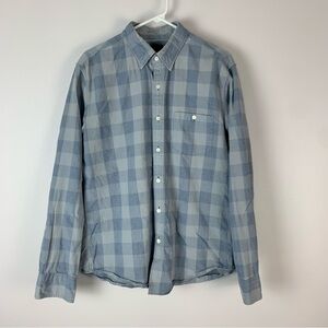 J Crew Mens Size Large Button Up Shirt Light Flannel Style Plaid Check Blue